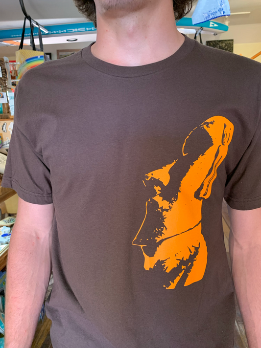Adrift's Mega Moai T-Shirt in Brown